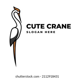 Logotipo del vector Ilustración Grúa Logotipo de mascota simple