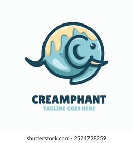 Ilustração de logotipo de vetor Creamphant estilo mascote simples