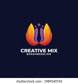 Vector Logo Illustration Creative Mix Gradient Colorful Style.