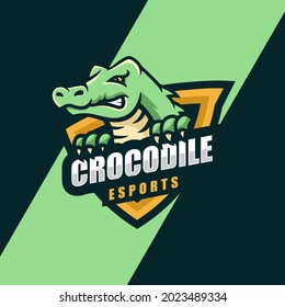 Vector Logo Illustration Crocodile E Sport and Sport Style.