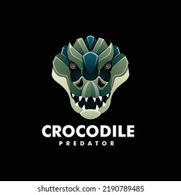 Vector logo illustration Crocodile gradient colorful style