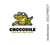 Vector Logo Illustration Crocodile Mascot Cartoon Style.