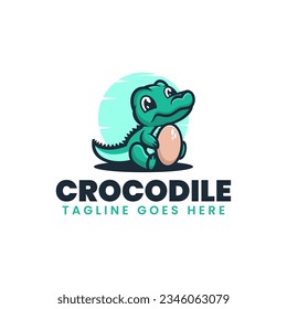 Logo Vector Ilustración Estilo de caricatura de mascota de cocodrilo.