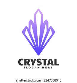 Vector Logo Illustration Crystal Line Art Gradient Style.