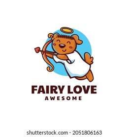 Vector Logo Illustration Cupid Dog Mascot Cartoon Style.