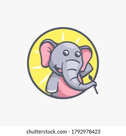 Vector Logo Illustration Cute Artistic Simple Mascot Style.