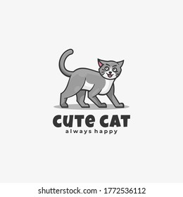 Ilustración con logotipo vectorial Estilo de mascota simple gato.
