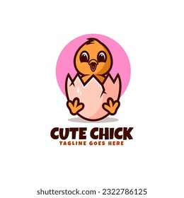 Ilustración con logotipo vectorial Estilo de caricatura de mascota de pollo.