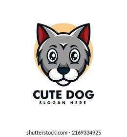 logotipo vectorial Ilustración Cute Perro Estilo de mascota simple.