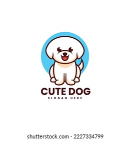 Vector Logo Illustration Cute Dog Mascot Cartoon Style