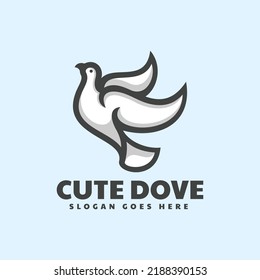 Ilustración con logotipo vectorial Estilo de dibujos animados de la mascota Cute Dove.