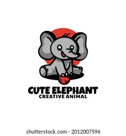 Ilustración con logotipo vectorial Estilo de caricatura de elefante lindo.