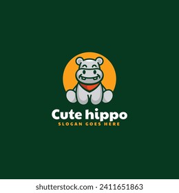 Vektorgrafik-Logo-Illustration Cute Hippo Mascot Cartoon-Stil