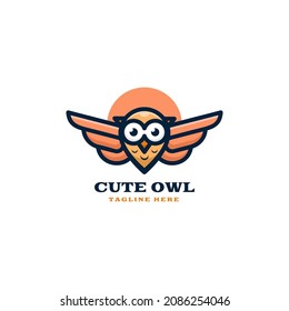 Vector Logo Illustration Cute Owl Simple Stock Vector (Royalty Free ...