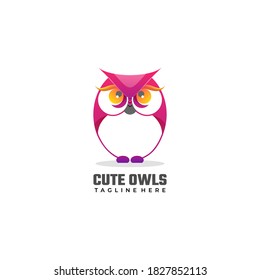 Ilustración con logotipo vectorial Estilo de color gradiente de búhos de corte.