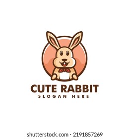 Ilustración con logotipo vectorial Estilo de mascota simple de conejo.