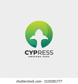 Vector Logo Illustration Cypress Gradient Colorful Style.