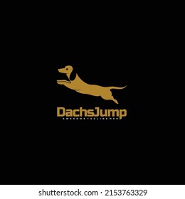 Vector Logo Illustration Dachshund Gold Color Luxury Style.