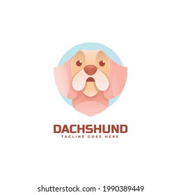 Vector Logo Illustration Dachshund Gradient Colorful Style.