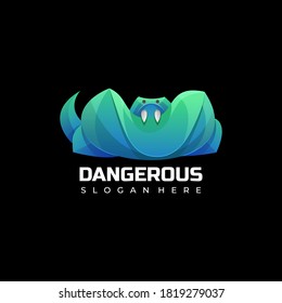 Vector Logo Illustration Dangerous Gradient Colorful Style.