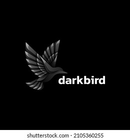 Vector Logo Illustration Dark Bird Gradient Colorful Style.