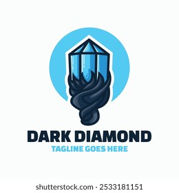 Vector Logo Illustration Dark Diamond Mascot Cartoon Style