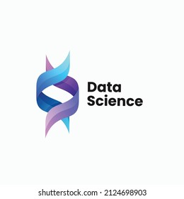 Vector Logo Illustration Data Science Gradient Colorful Style.