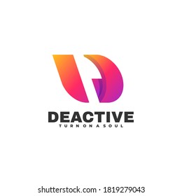 Vector Logo Illustration Deactivate Gradient Colorful Style.