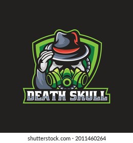 Vector Logo Illustration Death Skull Sport and Sport Style.