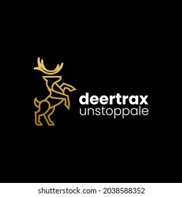 Vector Logo Illustration Deer Golden Line Art Style.
