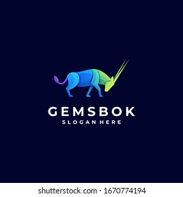 Vector Logo Illustration Deer Gradient Colorful Style.