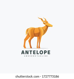 Vector Logo Illustration Deer Gradient Colorful Style.