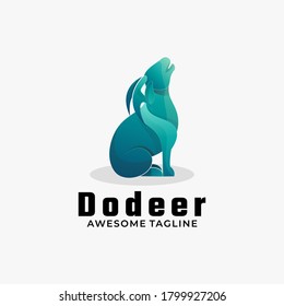 Vector Logo Illustration Deer Gradient Colorful Style.