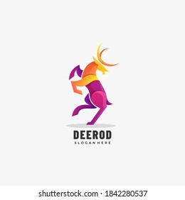 Logo Vector Ilustración Estilo Colorido De Gradiente De Deer.