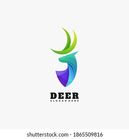 Vector Logo Illustration Deer Gradient Colorful Style.