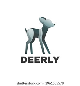Vector Logo Illustration Deer Gradient Colorful Style.