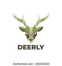 Vector Logo Illustration Deer Gradient Colorful Style.
