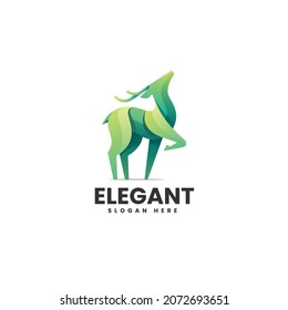 Vector Logo Illustration Deer Gradient Colorful Style.