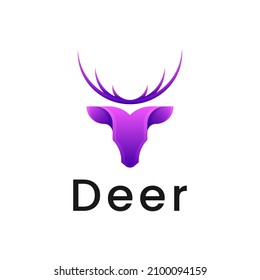 Vector Logo Illustration Deer Gradient Colorful Style.
