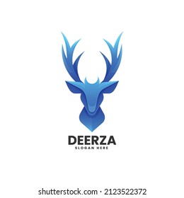 Vector Logo Illustration Deer Gradient Colorful Style.