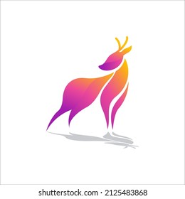 Vector Logo Illustration Deer Gradient Colorful .
