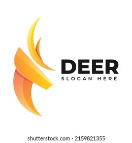 Vector Logo Illustration Deer Gradient Colorful Style.