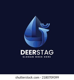 Vector Logo Illustration Deer Gradient Colorful Style.