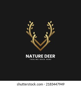 Vector Logo Illustration Deer Gradient Colorful Style.