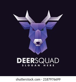Vector Logo Illustration Deer Gradient Colorful Style.
