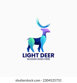 Vector Logo Illustration Deer Gradient Colorful Style