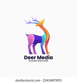 Vector Logo Illustration Deer Gradient Colorful Style