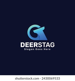 Vector Logo Illustration Deer Gradient Colorful Style