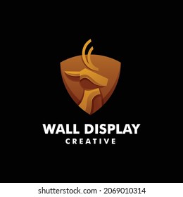 Vector Logo Illustration Deer Head Gradient Colorful Style.