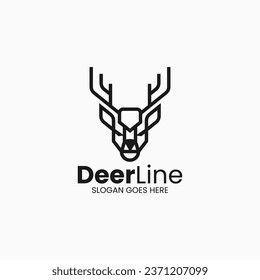 Vector Logo Illustration Deer Head Line Art Style